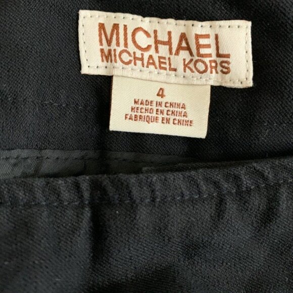 Michael Kors Black Bootcut Pants Size 4 Stretch Snap Leg Zip Pocket Style - Picture 9 of 10